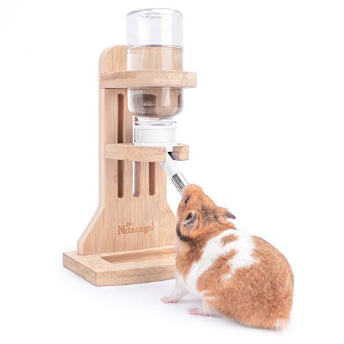 Niteangel Hamster Water Bottle with Stand: 4oz/120ml Capacity & Leak-Proof | Adjustable Height - Far Away Cage Mess & Wet Bedding Water Dispenser for Syrian Dwarf Hamster Gerbils Mice Rat Or Small Pets - color: White