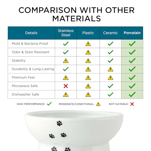 Necoichi Ceramic Elevated Cat Food Bowl, Whisker-Friendly (Cats, Regular) - color: Cat, size: Regular