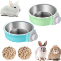 Rabbit Food Bowl Set Cage Bowl Hanging Big Bunny Food Dish | 2 Pieces Stainless Steel Hanging Create Water Food Feeder Bowls for Big Bunny Food Dish - color: 2 PCS