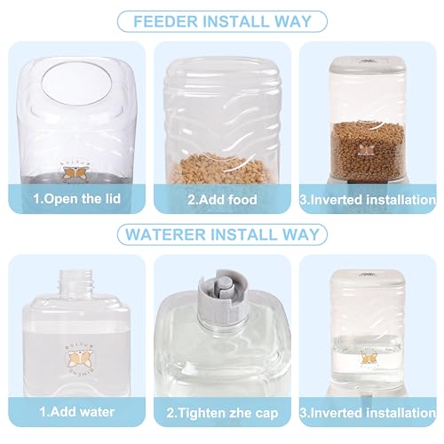 Elevon Automatic Cat Feeder, Gravity Food and Water Dispenser Bowl Set for Small Medium Dogs Animals, Pet Feeder Dispenser Storage Food, 3.8L Large Capacity, White & Gray - color: White/Gray