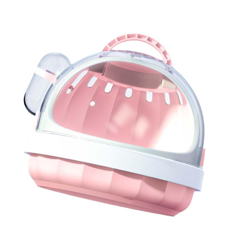 Guinea Pig Carrier Cage with Water Bottle, Portable Hamster Travel Carrier Carry Case for Small Pets, Gerbils, Mice, Dwarf Hamster (Pink) - color: Pink