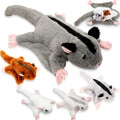 Hollowfly 5 Pcs Sugar Glider Family Stuffed Animal Set 18.5 Mommy Sugar Glider Plush Toy Long Tail with 4 Cute Babies Zippered Belly Inside Nurturing Gifts for Kids Adults Holiday Birthday Christmas - style: Sugar Glider