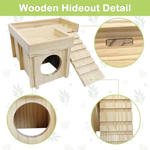 BNOSDM Sugar Glide Cage Accessories 6 Packs Wood Sugar Glider Toys and Hamster Wood House with Ladder Bundle