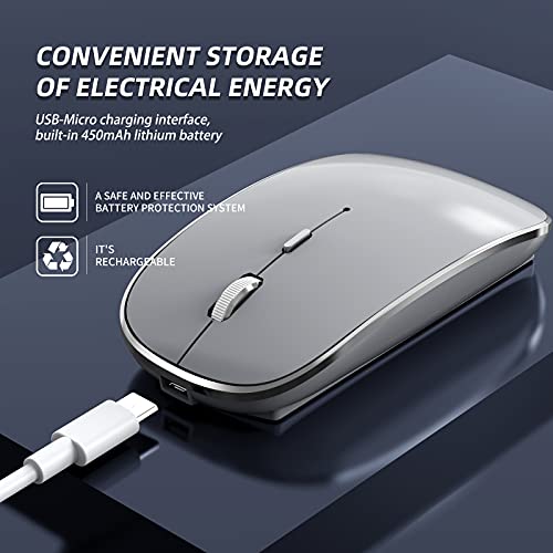 Halpilt Wireless Mouse Chargeable Portable Silent USB and Type-C Dual Mode Wireless Mouse 3 Adjustable DPI for Laptop, Mac, Android, PC (Q23S Grey) - color: Grey