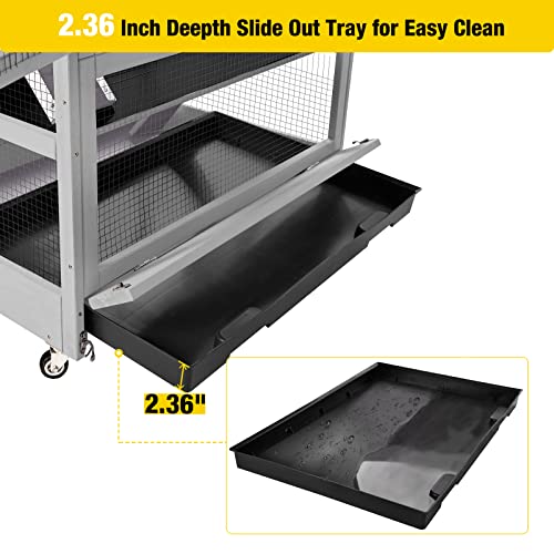 Aivituvin Chinchilla Cage Large Rolling Small Animal Cage for Adult Rats, 4 Level Ferret Cage Hutch for Ferret Bunny Indoor- Deluxe Home for Pets (Grey)