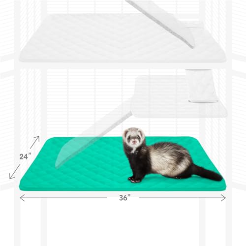 Paw Inspired Fitted Fleece Liner for Ferret Nation, Critter Nation Cage for Ferrets, Rats, Chinchillas, Hedgehogs & Other Small Animals (Green, Bottom Pan Liner) - color: Green, size: Bottom Pan Liner
