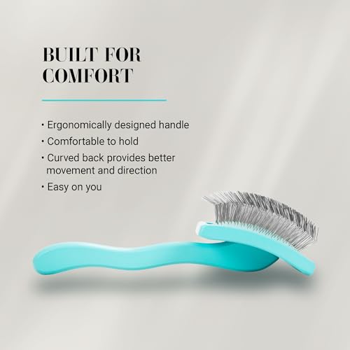 Chris Christensen Big G Dog Slicker Brush for Dogs (Goldendoodles, Labradoodles, Poodles), Groom Like a Professional, Fluff Detangle Style, Saves Time Energy, Teal, Large - color: Teal, size: Large