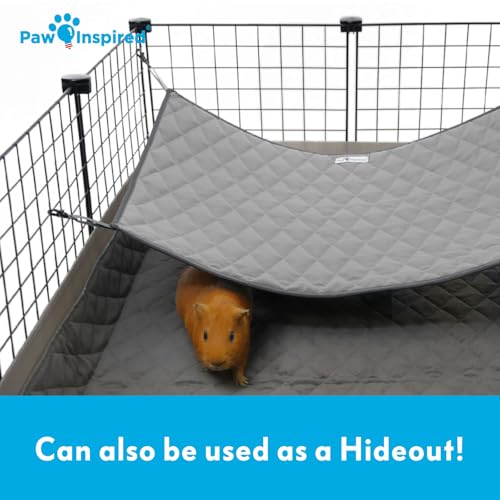 Paw Inspired Hanging Fleece Hammock for Small Animals, Gray/Light Gray | Hammock with Swivel Clips for Pet Cage for Ferrets, Rats, Chinchillas, Sugar Gliders, Hideout Toy for Guinea Pigs, Hamsters - color: Gray/Light Gray