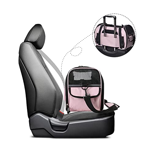 JESPET Soft-Sided Kennel Pet Carrier for Small Dogs, Cats, Puppy, Airline Approved Cat Carriers Dog Carrier Collapsible, Travel Handbag & Car Seat - color: Pink, size: 17.0"L x 9.0"W x 11.5"H