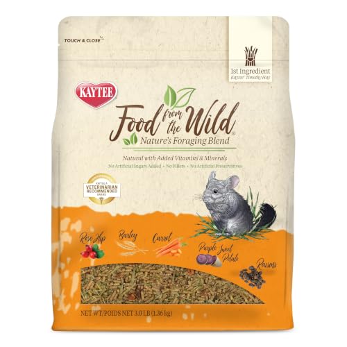 Kaytee Food from the Wild Chinchilla (Chinchilla Food), 3 Pounds | Pet food for gut health. High-fiber pellets. Timothy hay, natural probiotics, no added sugar - size: 3 Pound (Pack of 1)