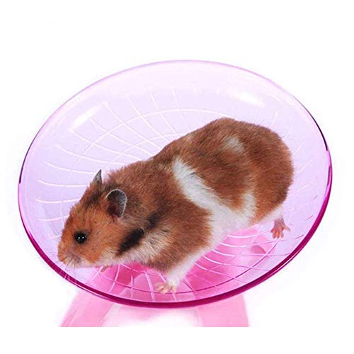 Hamster House Wood Bridge Climb Kit Exercise Wheel Jogging Running Silent Spinner Flying Saucer Pet Toys for Rat Gerbil Guinea Pig Chipmunk Mouse Small Animals - color: pink