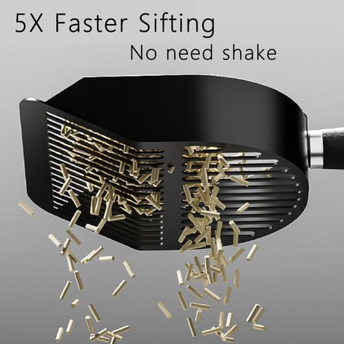 DHXYZZB Cat Litter Scoop 304 Stainless Steel Litter Shovel, Heavy Duty Litter Sifter, Litter Scooper with Wooden Handle Large Scoop for Fast Sifting Easy Rinse Clean