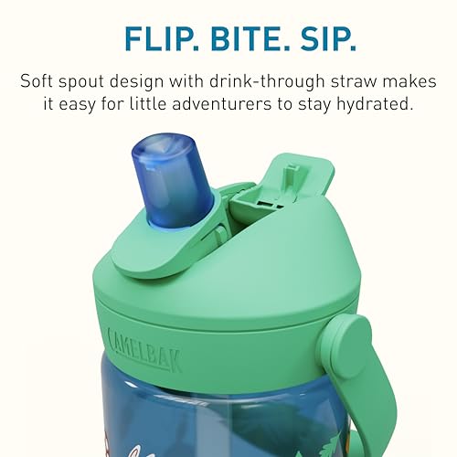 CamelBak Thrive Flip Straw Kids Water Bottle with Bite Valve, Tritan Renew Design for School and Travel, 14oz, Friendly Forest - color: Friendly Forest