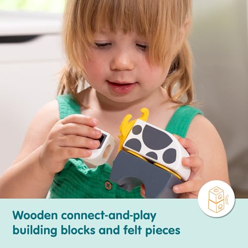 Melissa & Doug Blockables Farm Connectable Wooden Building Blocks Set | 56 Wooden Blocks & Connectors, Build Farm Vehicles and Animals, Farmer Figures, Pretend Play, Toddler Toys for Kids, Ages 2+