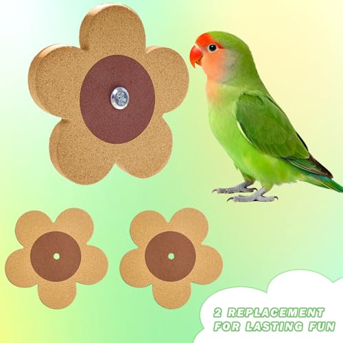 Bird Toys, Cork Chew Spinner Toy with 2 Replacement for Cage, Parakeet Toys, Bird Cage Accessories for Budgies, Cockatiels, Lovebirds, Green Cheeks, Small to Medium Birds