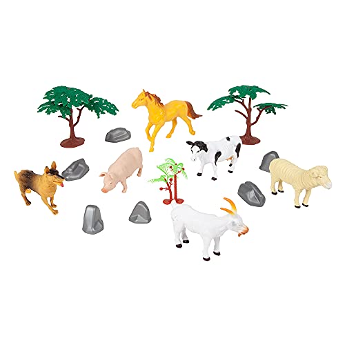 World of Animals 60-Piece Animal Figure Playset, 4 Animal Habitats, Ages 3+ | Includes Dinosaurs, Safari, Marine and Farm Animals with Trees, Coral and Rocks for Habitat Learning and Pretend Play