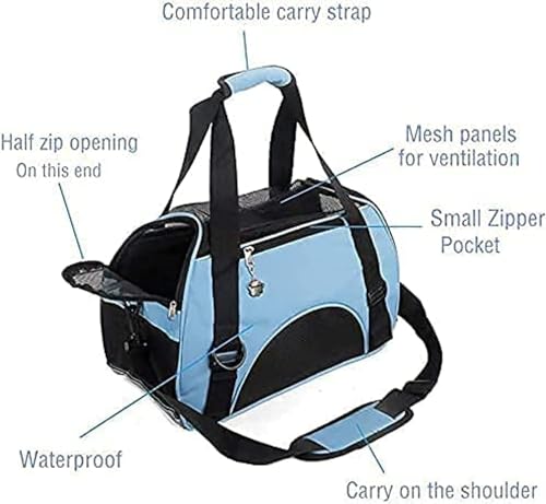 ZaneSun Cat Carrier,Soft-Sided Pet Travel Carrier for Cats,Dogs Puppy Comfort Portable Foldable Pet Bag Airline Approved (Small Blue) - color: Small-Blue