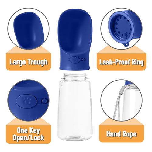 Mr. Pen- Portable Dog Water Bottle, 19 oz, Large | Leak Proof Puppy Water Dispenser with Drinking Feeder for Pets, Outdoor Walking, Hiking, Travel, Not Dishwasher Safe - color: Navy Blue