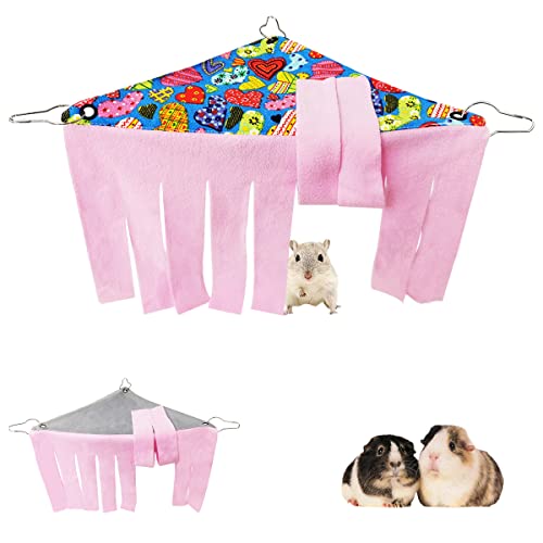 LEFTSTARER 2 Pieces Guinea Pig Hideout Rat Corner Hideaway Peekaboo Toys Cage Accessories Hidden Habitat Tent for Ferrets Chinchillas Sugar Glider Small Pet Animals (Only 1Pcs Peach Heart)