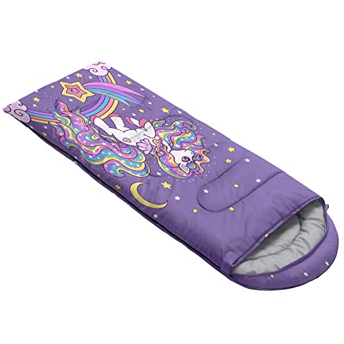 QOOMO Camping Sleeping Bags,3 Season Warm & Cool Weather,Lightweight,Waterproof Sleeping Bags for Adults & Kids,Traveling,and Outdoors,Camping Gear Equipment - color: Unicorn 7