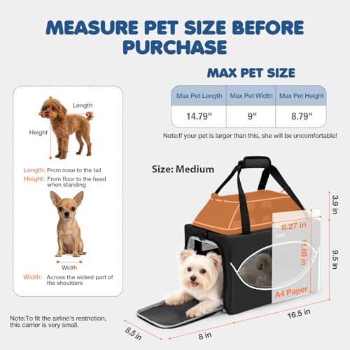 Lekereise Top-Expandable Pet Carrier 17x11x9.5 Inch Alaska Hawaiian Airline Approved Underseat to 12lbs Stable Car Travel Carriers for Small Dogs Cats with Locking Safety Zippers Anti-Scratch Mesh - color: Black, size: 17.0"L x 11.0"W x 9.5"H
