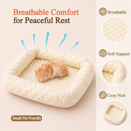 Small Animal Cooling Bed, Ice Silk Summer Pet Bed with Raised Pillow Edges, Non Slip Sleeping Mat for Guinea Pigs, Hamsters, Rabbits and Other Small Pets - color: Yellow