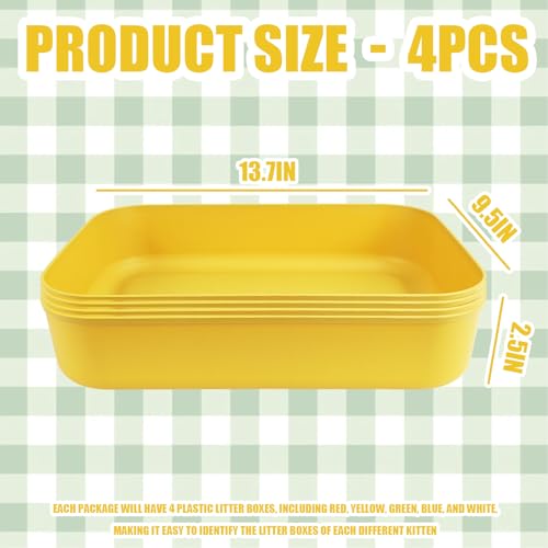 Small Litter Box, Plastic Kitten Litter Box, 13.9 x 9.8 x 3 Inch Open Litter Box for Small Pet, Easy to Clean (Yellow 4PCS) - color: Yellow 4PCS