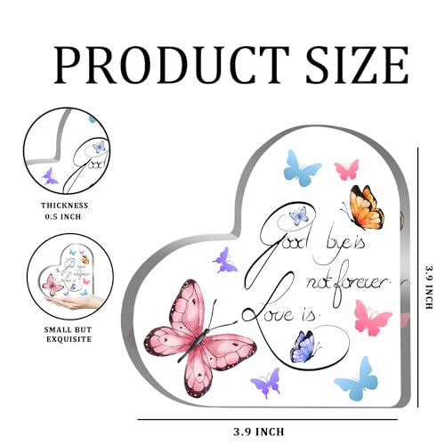 Sympathy Memorial Gifts for Loss Loved One Bereavement Remembrance Paperweight Keepsake for Loss of Mom Dad Condolence Memorial Table Home Butterfly Decorations - color: Goodbye not forever