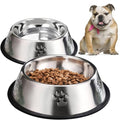 YUDANSI 2 Stainless Steel Dog Bowls, Dog Feeding Dishes, Doggie Plate Food Bowls with Rubber Base, Medium and Large Pet Feeder for Food and Water (L-28.8oz) - size: L-28.8oz