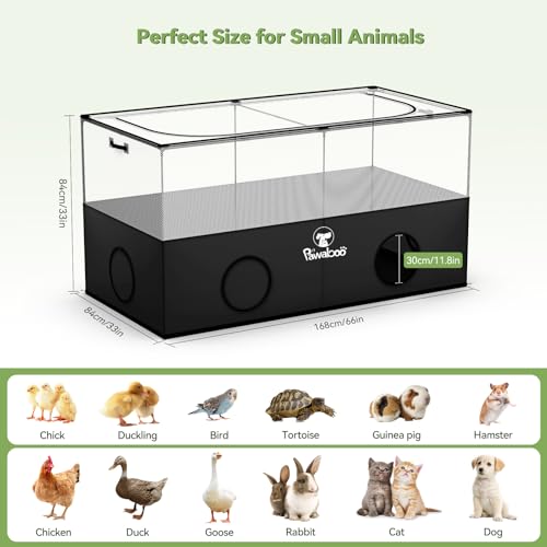 Pawaboo Small Animal Playpen, Foldable Pet Cage Tent, Black | For Puppy Kitten Guinea Pig Rabbit Chicken Hamster, Indoor Outdoor Use, Breathable Mesh Wall and Bottom - color: Black