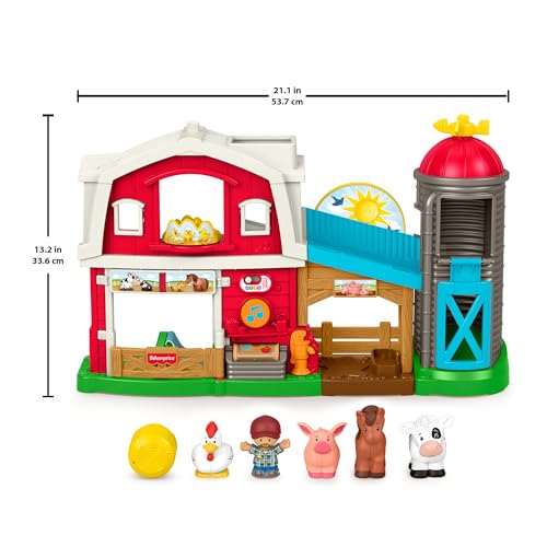 Fisher-Price Little People Farm Animals JGX08 Music and Learning Set, Role Play, Children from 1 Year Old, Multilingual Version, JGX08 - style: Multilingual version
