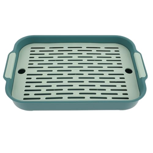 Rabbit Litter Box Rectangular 10.62X7.40X1.57In Bunny Potty Trainer with Raised Fence for Small Pets Hamsters Guinea Pigs Indoor Use - color: Green