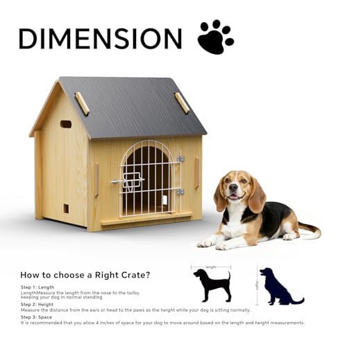 Indoor Dog House, Cozy Wooden Design with Ventilation and Raised Base, Small Bed House with Door Lock Suitable for Small Dogs or Cats, Gray, 20"x 15.75"x 20.5"