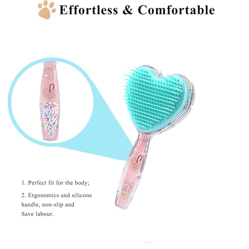 Small Dog Brush, Soft Dog Grooming Comb for Shih Tzus, Yorkies, Maltipoos, Maltese, Love Shape Puppy Massaging Pet Hair Brush, Cat Brush, for Small Dogs Cats of All Hair Types (Pink Blue) - color: Pink Blue