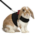 Bunny Kitten Harness No Pull Cat Leash Stylish Vest Harness for Small Animal Adjustable Soft Breathable Walking Harness Set (Black, L) - color: Black, size: L
