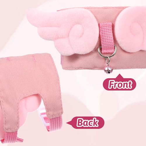 Ferret Harness and Leash Set Small Animals Vest Harness Soft-Harness Leash Vest Set with Bell Guinea Pig Clothes for Baby Ferret Rats Hamster Teacup Chihuahua Mouse Small Pet - color: Pink