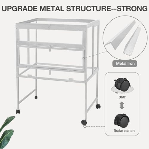Guinea Pig Cage, Moveable Metal Frame Hamster Cage Anti-Chewing with Aluminium Alloy Edge, Hideouts, Ramps, Seesaws Chewing Toy, Deeper Pull-Out Leakproof Tray for Indoor Outdoor（White） - color: White