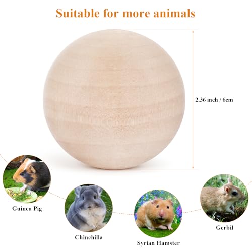 (2.36 inches) Hamster Wooden Grinding Ball Natural Pine Wood Non-Toxic Gnawing Toy pet Sports and Relaxation Supplies Golden Bear Flower Branch Mouse Teeth Care Interactive Ball