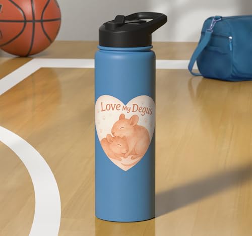 Love My Degus Heart Degu Lover Stainless Steel Insulated Water Bottle - color: Light Blue