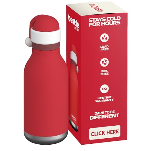 asobu Bestie Water Bottle, Cute Collectible Character, Leak Proof, BPA Free | 16 oz, Stays Cold 24 Hours, Double Wall Vacuum Insulation, Food Grade Stainless Steel, Spill Resistant, Great Gift Idea - color: SANTA