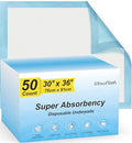 50 Count 30” x 36” Super Absorbency Disposable Underpads | Leakproof Quick Drying, Baby Puppy & Adults Bed Pads Disposable Adults, Dog Pee Pads Extra Large, XXL Incontinence Pads - size: 50 Count 30" x 36"