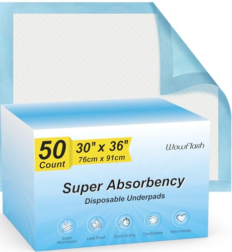 50 Count 30” x 36” Super Absorbency Disposable Underpads | Leakproof Quick Drying, Baby Puppy & Adults Bed Pads Disposable Adults, Dog Pee Pads Extra Large, XXL Incontinence Pads - size: 50 Count 30" x 36"