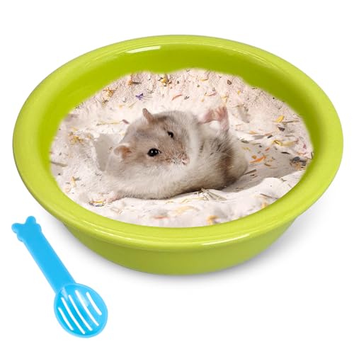 kathson Hamster Sand Bath Box Ceramic Small Animals Shower Bathtub Gerbil Litter Box Mice Bathroom Syrian Hamster Digging Sand Container Cage Accessories for Lemmings (Apple Green) - color: apple Green