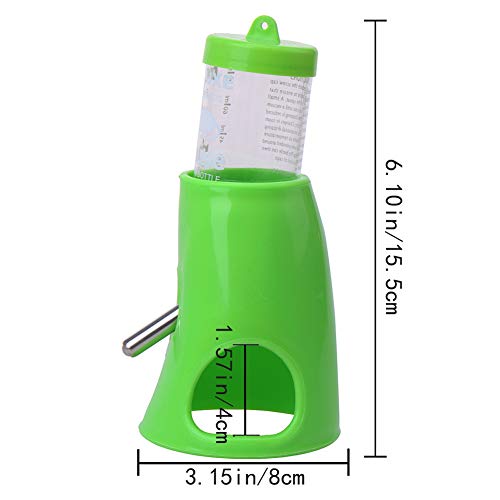 Litewoo 2 in 1 Hamster Water Bottle, Automatic Drinker and Cabin Fits Syrian Dwarf Hamster Mouse Gerbil Mice Chinchilla Small Animal (Green) - color: Green