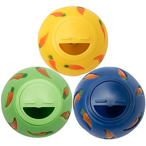 Niteangel Treat Ball, Snack Ball for Guinea Pigs, Rabbits, Hedgehogs and Other Small Pets (Small, Yellow, Blue & Green) - color: Yellow, Blue & Green