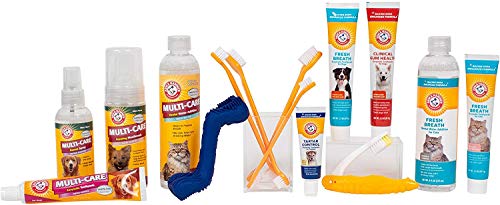 Arm & Hammer Tartar Control Dog Dental Kit, Beef Flavor, 3-Piece | Enzymatic toothpaste with toothbrush and fingerbrush, baking soda formula safe for puppies - size: 2.5 Ounce (Pack of 1)