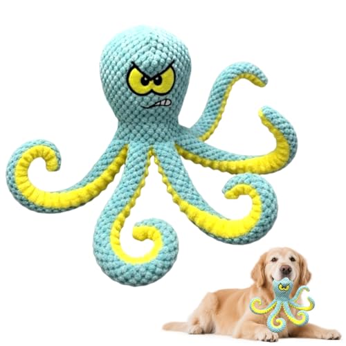 MAXBECK Interactive Octopus Dog Toy, Plush Dog Toy with Crinkle Paper & Squeaker, Tug of War Dog Toy for Small Medium Large Dogs, Soft Dog Chew Toy for Indoor Play, Puppy Training (H-Octopus-Green) - color: H-Octopus-Green