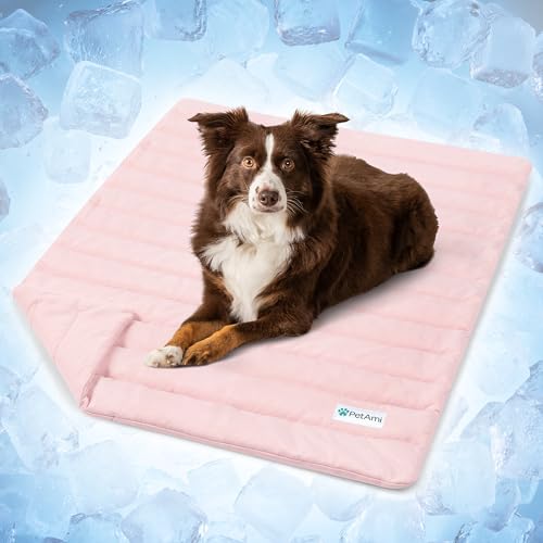 PetAmi Dog Cooling Mat, Q-Max Pet Cooling Blanket with Thick Cushioning, Self Cooling Pad for Dogs & Cats, Reversible Summer Mat for Crate, Couch, Kennel, Pink, Medium (29x40) - color: Pink, size: Medium (29x40)