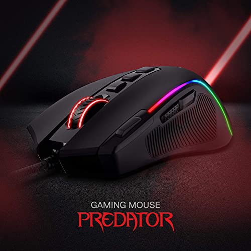 Redragon M612 Wired RGB Optical Gaming Mouse 8000 DPI Remapping Keys | Stable Lag-Free Connection, Redefine Keybinding Macro, Vibing Backlight, Ergonomic Grip Body Comfort - color: Black, style: Wired