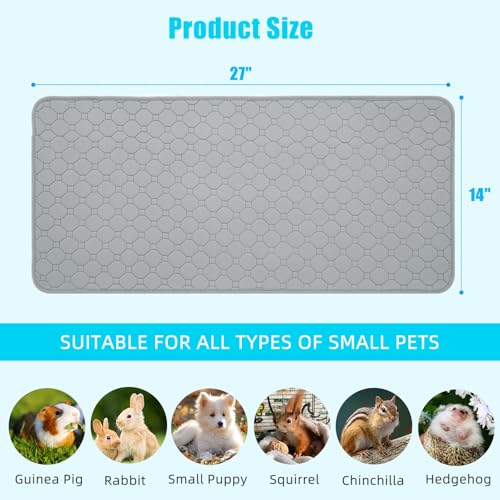 PAWCHIE Guinea Pig Cage Liners, Washable Guinea Pig Bedding for Midwest Cage 2 Pack 27"X14", Reusable Anti Slip Waterproof, Absorbent Guinea Pig Pee Pad for Small Animal, Rabbit, Bunny, Chinchilla - size: 36x69cm/14x27in(Pack of 2)
